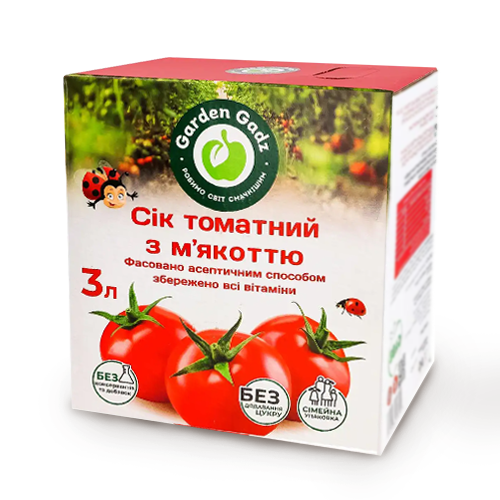 Сок томатный с мякотью Garden Gadz 3л
